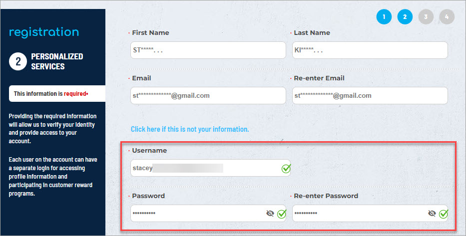 Create a username and password.
