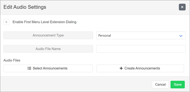 Choose Personal from the drop-down menu of Announcement Type and select either an existing announcement or create a new one.