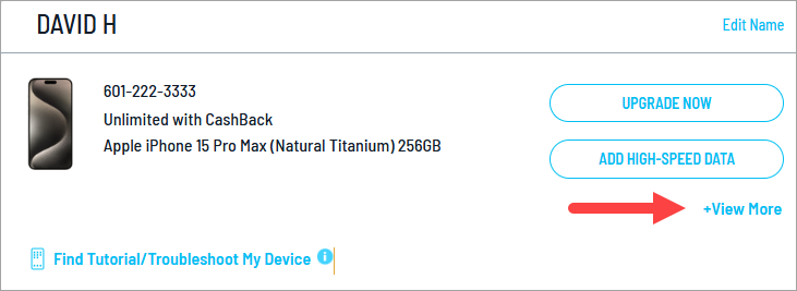 Find the device you want to suspend and click View More.