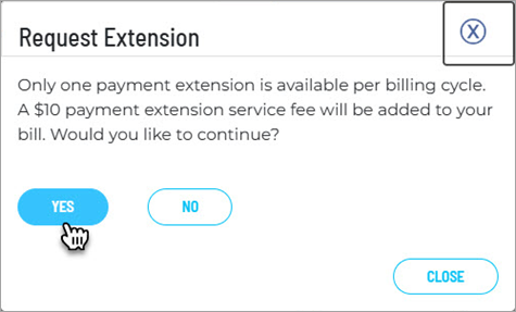 Accept payment extension fee to continue.
