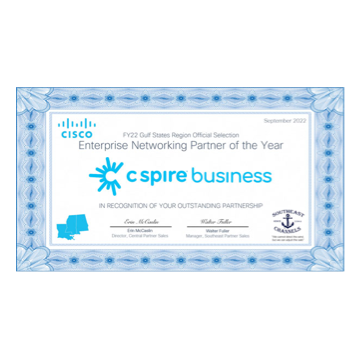 Cisco Enterprise Networking Partner of the Year for FY22 Gulf States Region