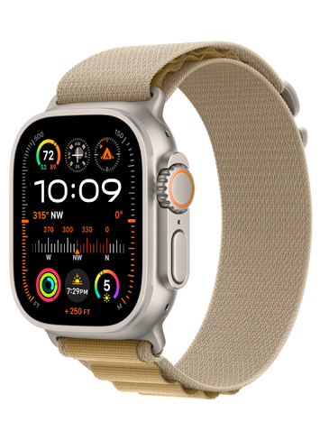 Watch Ultra 2 49mm Natural Titanium Case with Tan Alpine Loop Band 